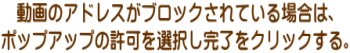 動画のアドレスがブロックされている場合は、 ポップアップの許可を選択し完了をクリックする。