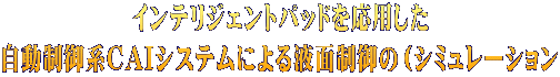 インテリジェントパッドを応用した 自動制御系CAIシステムによる液面制御の（シミュレーション
